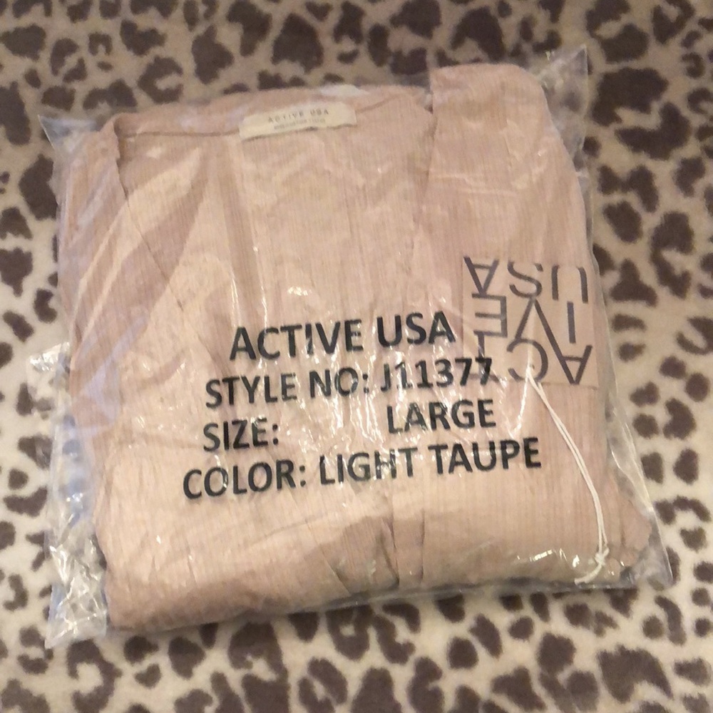 Active USA Side Slit Open Cardigan Duster in Taupe Tan Size Large - Picture 14 of 16